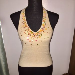 Express Cashmere Confetti Sequin Halter Top
